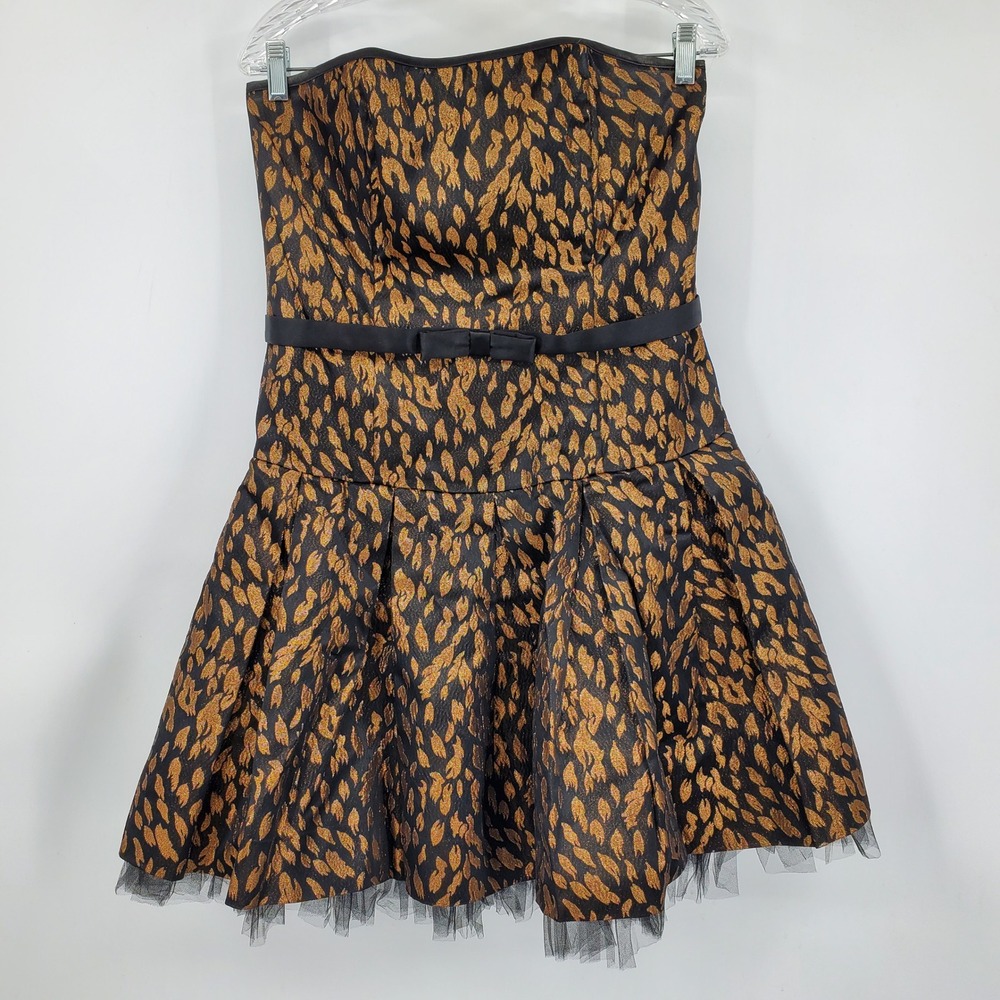 Betsy & Adam Linda Bernell Strapless Metallic Copper Black Hoco Party Dress 14